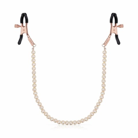 Rosy Gold Pearls - Regulowane klamry z dekoracyjnym łańcuszkiem