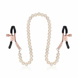 Rosy Gold Pearls - Regulowane klamry z dekoracyjnym łańcuszkiem