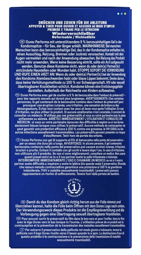 Durex Performa 40 szt. - anatomiczne prezerwatywy z opoźniającym żelem
