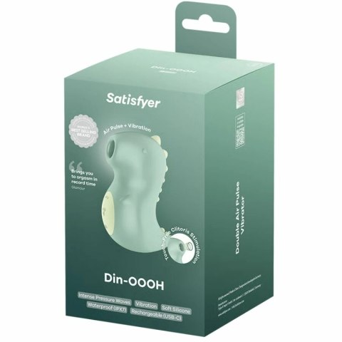 Satisfyer Din-OOOH - Wibrujący stymulator powietrzny, silikon, IPX7, zielony