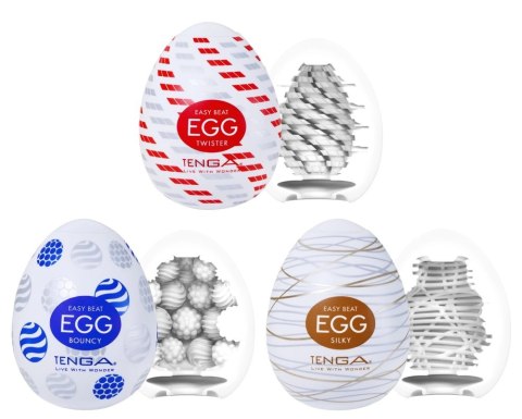 Tenga Egg Standard Zestaw 3 modeli - Twister, Bouncy, Silky, elastyczne etui
