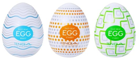 Tenga Egg Standard Zestaw 3 szt. - Wavy, Starry, Cubic, elastyczne rękawy