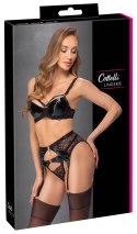 Cottelli LINGERIE Zestaw bielizny 3-częściowy 75B/S czarny z koronką i winylem
