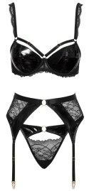 Cottelli LINGERIE Zestaw bielizny 3-częściowy 75B/S czarny z koronką i winylem