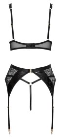 Cottelli LINGERIE Zestaw bielizny 3-częściowy 75B/S czarny z koronką i winylem