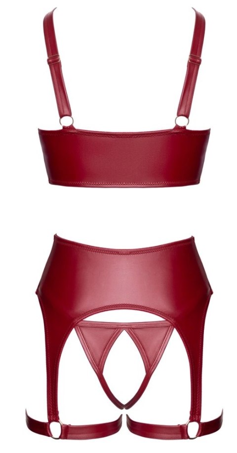 Cottelli Lingerie Komplet Deluxe Bordeaux 80B/M z paskami do pończoch