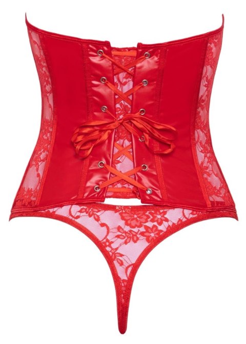 Cottelli Lingerie Open Cup Corset M czerwony koronkowy komplet