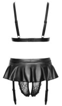 Cottelli Lingerie komplet koronkowy z pasem do pończoch S czarny