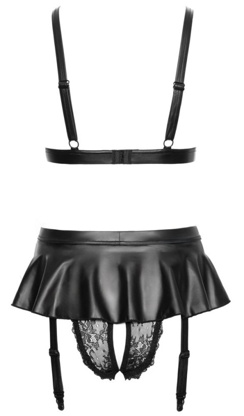 Cottelli Lingerie komplet koronkowy z pasem do pończoch S czarny