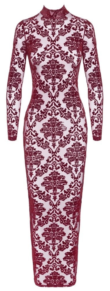 Noir Handmade Kink Royal długa sukienka burgundowa L welurowa