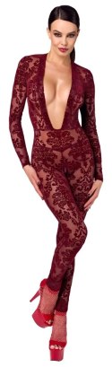 Noir Handmade Kink Royal kombinezon bordowy S z welurowym wzorem