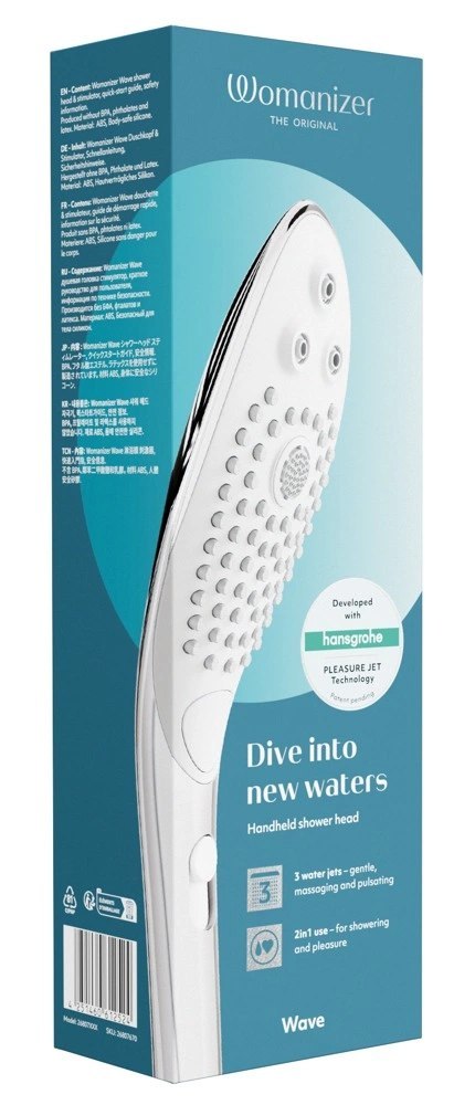 Womanizer Wave Chrome - uniwersalna głowica natryskowa 3 funkcje 27,7 cm