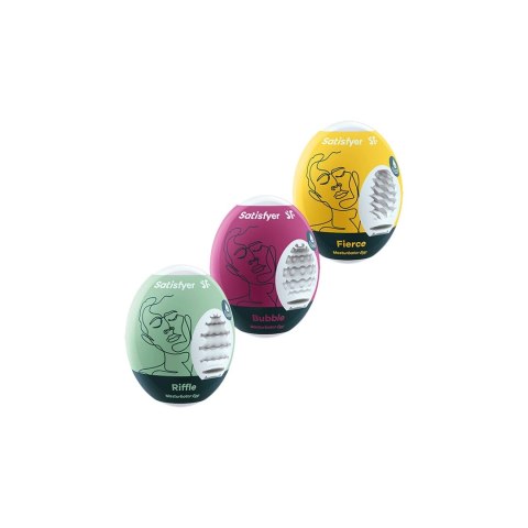 Satisfyer Eggs Riffle Bubble Fierce 3 sztuki - zestaw z teksturą premium Satisfyer Eggs Riffle Bubble Fierce 3 sztuki - zestaw z teksturą premium