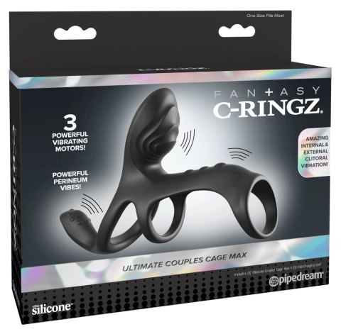 Fantasy C-Ringz Ultimate Couples Cage Max czarny silikonowy pierścień