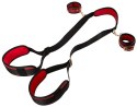 Bad Kitty Neck/Thigh Restraint luksusowy zestaw kajdanek czarno-czerwony