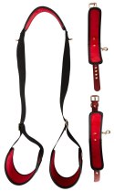 Bad Kitty Neck/Thigh Restraint luksusowy zestaw kajdanek czarno-czerwony
