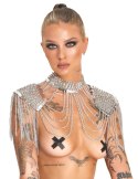 Bad Kitty Spiked Collar & Shoulder - Srebrny naszyjnik z kolcami, unisex