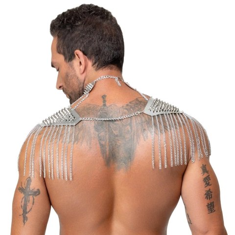 Bad Kitty Spiked Collar & Shoulder - Srebrny naszyjnik z kolcami, unisex