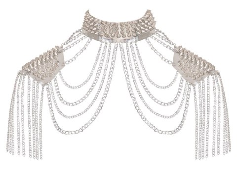 Bad Kitty Spiked Collar & Shoulder - Srebrny naszyjnik z kolcami, unisex