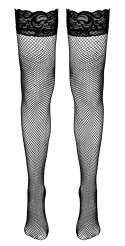 Cottelli Hold-up Net Stockings S czarne pończochy z koronką