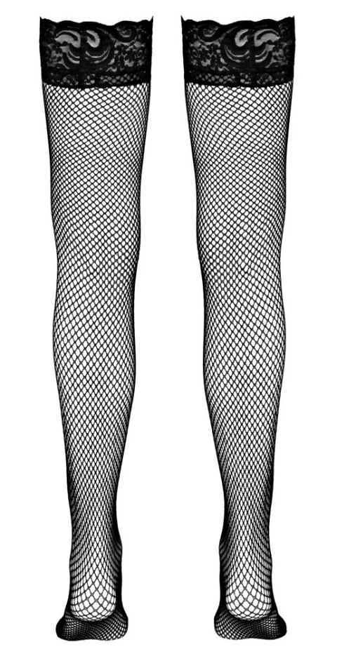 Cottelli Hold-up Net Stockings S czarne pończochy z koronką