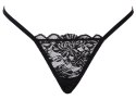 Cottelli LINGERIE String Rhinestones S-L czarny z koronką i kryształkami