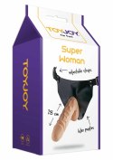 Superwoman Strap-On regulowany pas z anatomiczną nakładką czarny