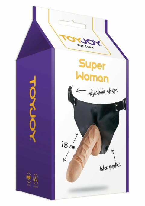 Superwoman Strap-On regulowany pas z anatomiczną nakładką czarny