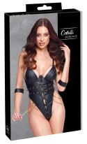 Cottelli Bondage Body S czarne z łańcuszkami i regulowanymi paskami
