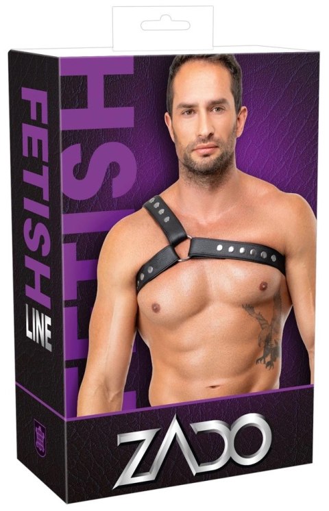 ZADO Men's Leather Harness S-L czarny skorzany uprząż regulowana