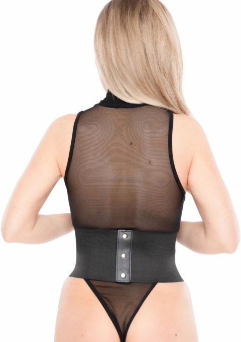 Kinky Diva Buckled Front Waist Cincher elastyczny pas modelujący czarny S/M