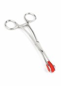 Mr. Steel Tongue Forceps Luxe stal nierdzewna z blokadą i gumowymi końcowkami