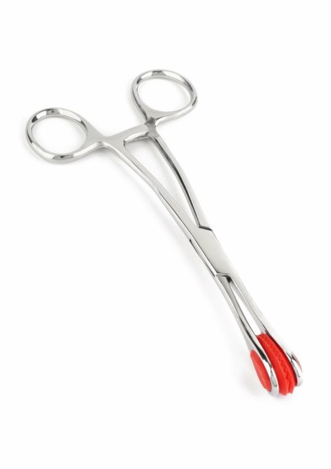 Mr. Steel Tongue Forceps Luxe stal nierdzewna z blokadą i gumowymi końcowkami