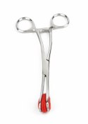 Mr. Steel Tongue Forceps Luxe stal nierdzewna z blokadą i gumowymi końcowkami
