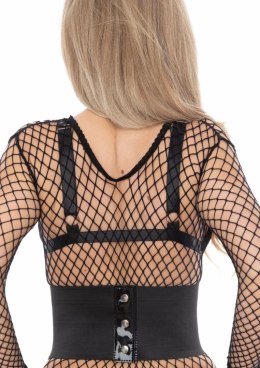 PVC Front Waist Cincher pas modelujący z elastycznym tyłem czarny S/M