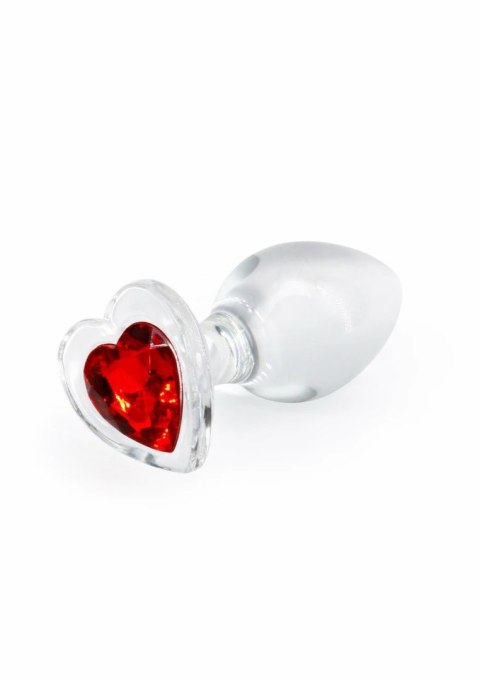 Crystal Desires Red Heart Medium - szklany korek z sercem, średni
