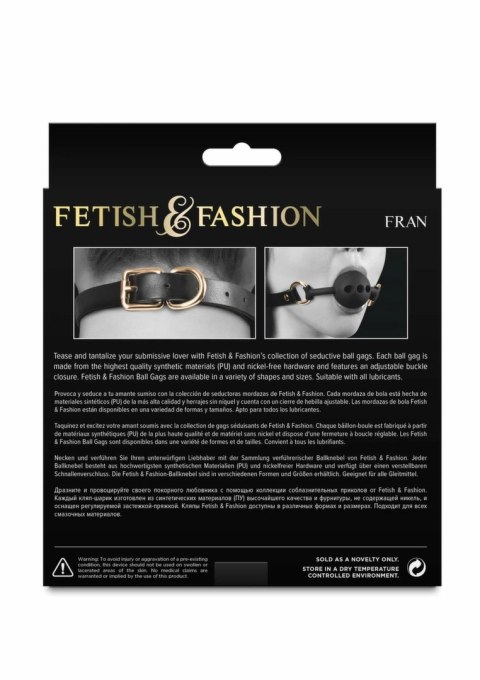 Fetish & Fashion Fran Gag - regulowany pasek, kulka PU, czarny