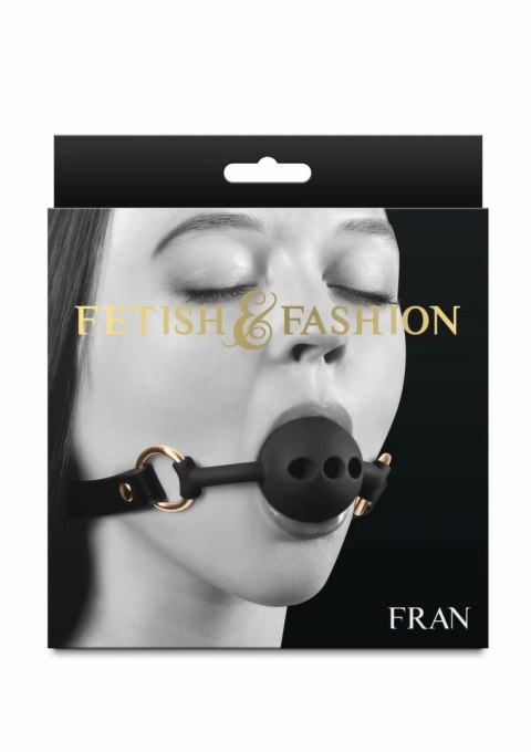 Fetish & Fashion Fran Gag - regulowany pasek, kulka PU, czarny