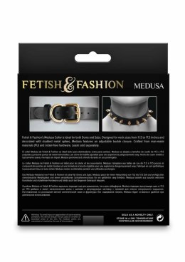 Fetish & Fashion Medusa Collar skorzany z ćwiekami, regulowany, czarny