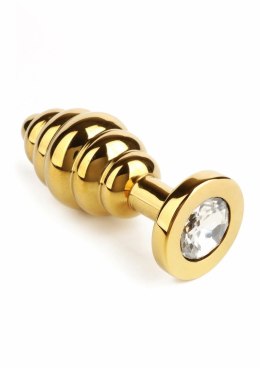 Mr. Steel Twister Medium - stalowy korek analny spiralny z kryształkiem