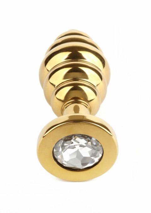 Mr. Steel Twister Medium - stalowy korek analny spiralny z kryształkiem