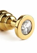 Mr. Steel Twister Medium - stalowy korek analny spiralny z kryształkiem