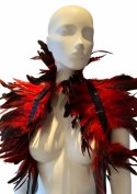 Feather Shoulder Wrap elegancka narzutka z pior czarna uniwersalna