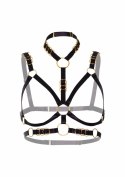 Open Cup Bra Deluxe Harness satynowy regulowany czarny