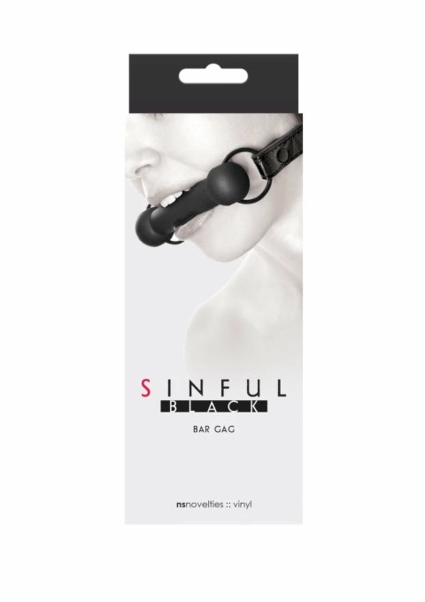 Sinful Bar Gag silikonowy z regulowanym paskiem czarny