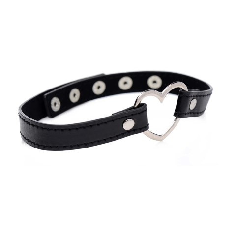 XR Brands Choker Heart Czarny, serce chromowane, pasek wegański XR Brands Choker Heart Czarny, serce chromowane, pasek wegański
