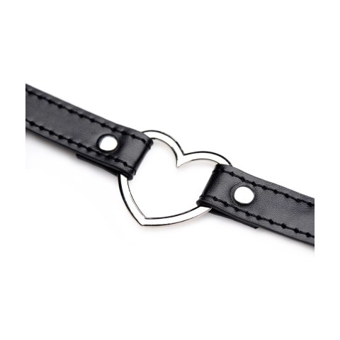 XR Brands Choker Heart Czarny, serce chromowane, pasek wegański XR Brands Choker Heart Czarny, serce chromowane, pasek wegański