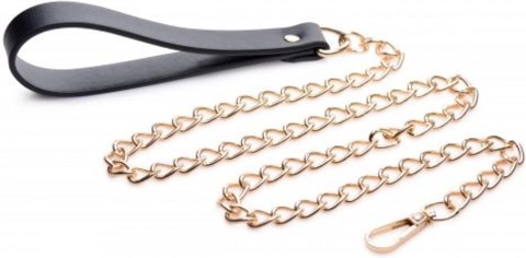 XR Brands łańcuch smycz czarno-złota z pętlą PU, długość 100 cm XR Brands łańcuch smycz czarno-złota z pętlą PU, długość 100 cm