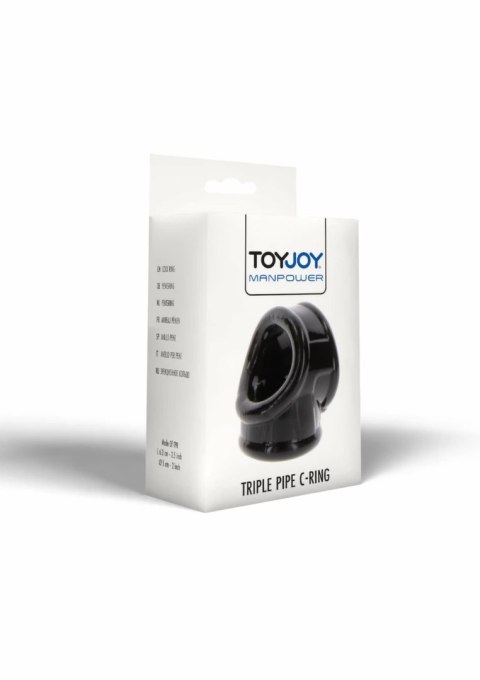 Manpower by TOYJOY Triple Pipe C-Ring czarny, elastyczny pierścień TPR