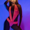 Mapale Bodysuit L/XL Wet Look Rożowy Regulowany